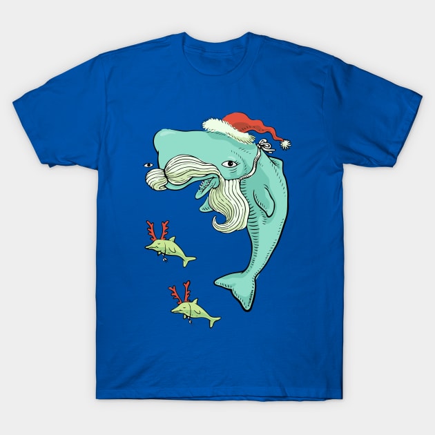 Christmas Whale T-Shirt by TomCage